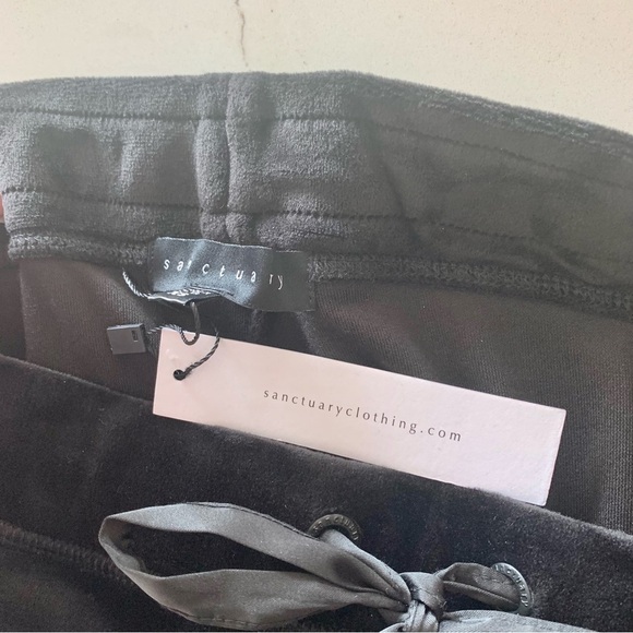 🖤 Sanctuary Black Velvet Heartbreaker Tie-Waist Jogger Pants Track Pants - Picture 8 of 9